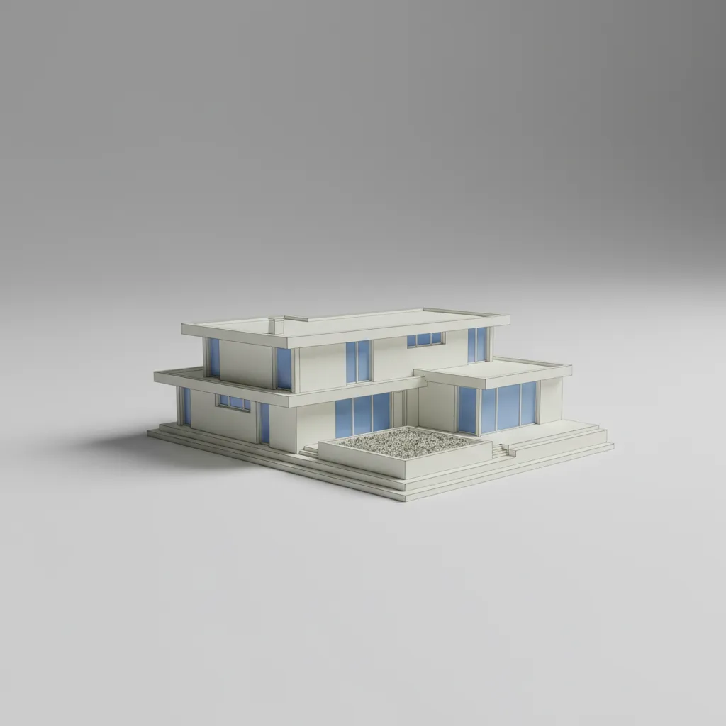 Clean watertight 3D house model prepared for 3D printing