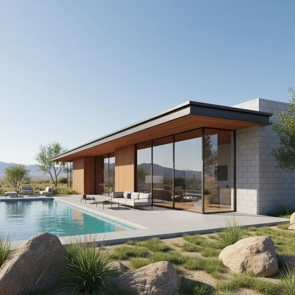 Render 3D realista de una casa generado a partir de un plano arquitectónico