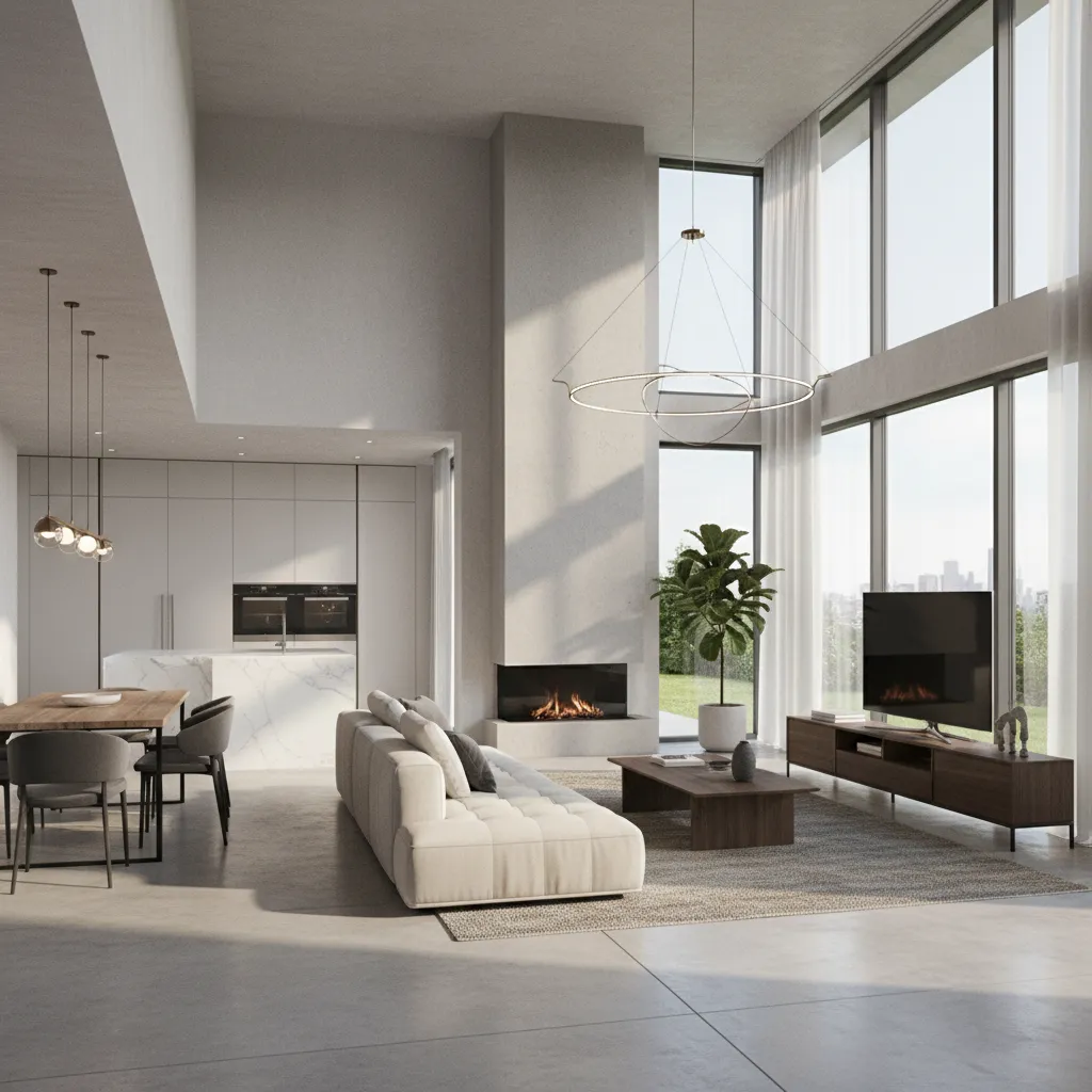 Visualización 3D de una casa moderna generada por software