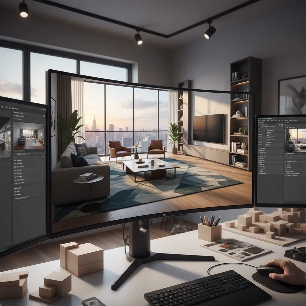 Visualización 3D de diseño interior antes de realizar un proyecto DIY