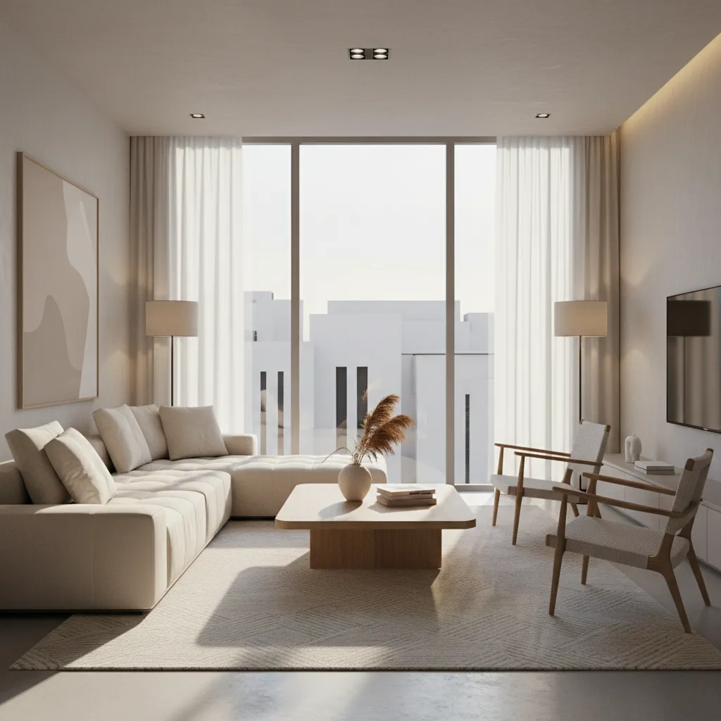 hình ảnh render 3D nội thất phòng khách hiện đại