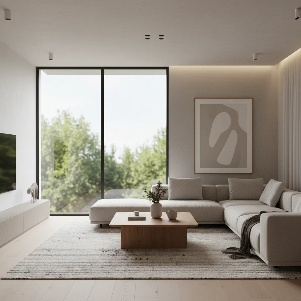 Visualización 3D de un salón moderno antes de su construcción