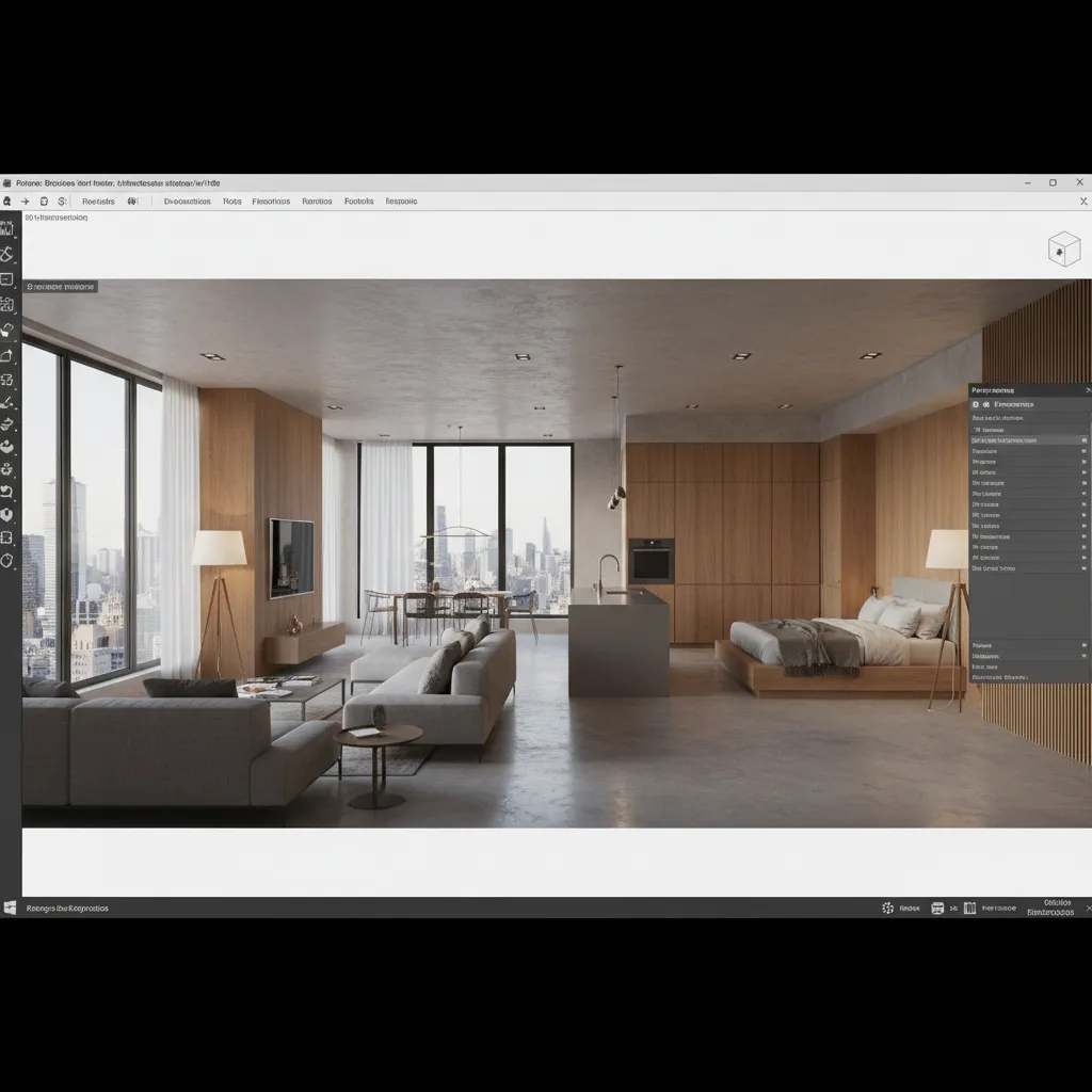 Visualización digital 3D de un apartamento moderno