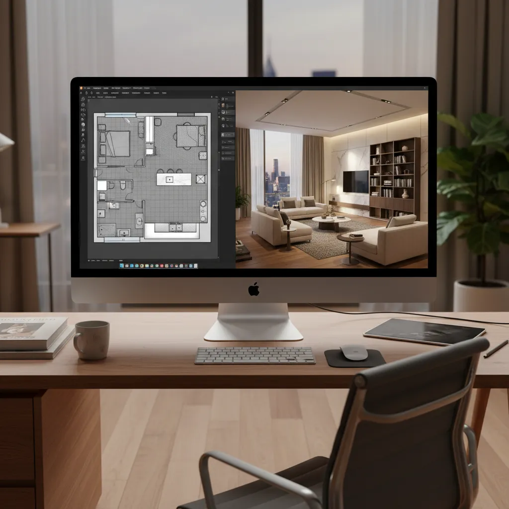 Visualización 3D de un proyecto de interiorismo en una vivienda