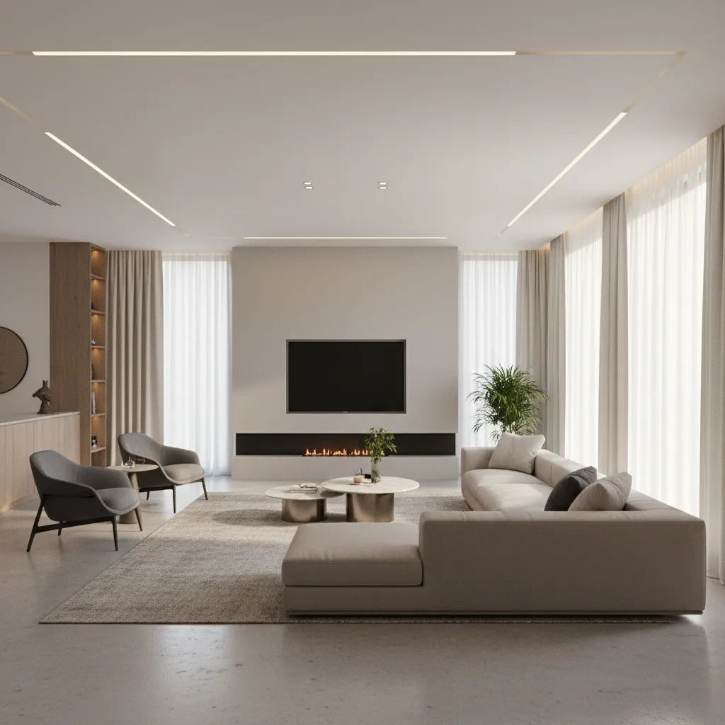 Visualización 3D de la distribución de un salón moderno