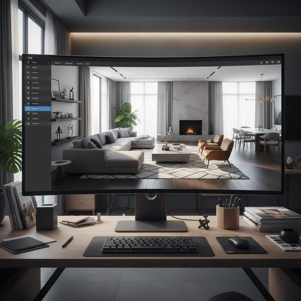 Visualización digital de distribución interior en 3D