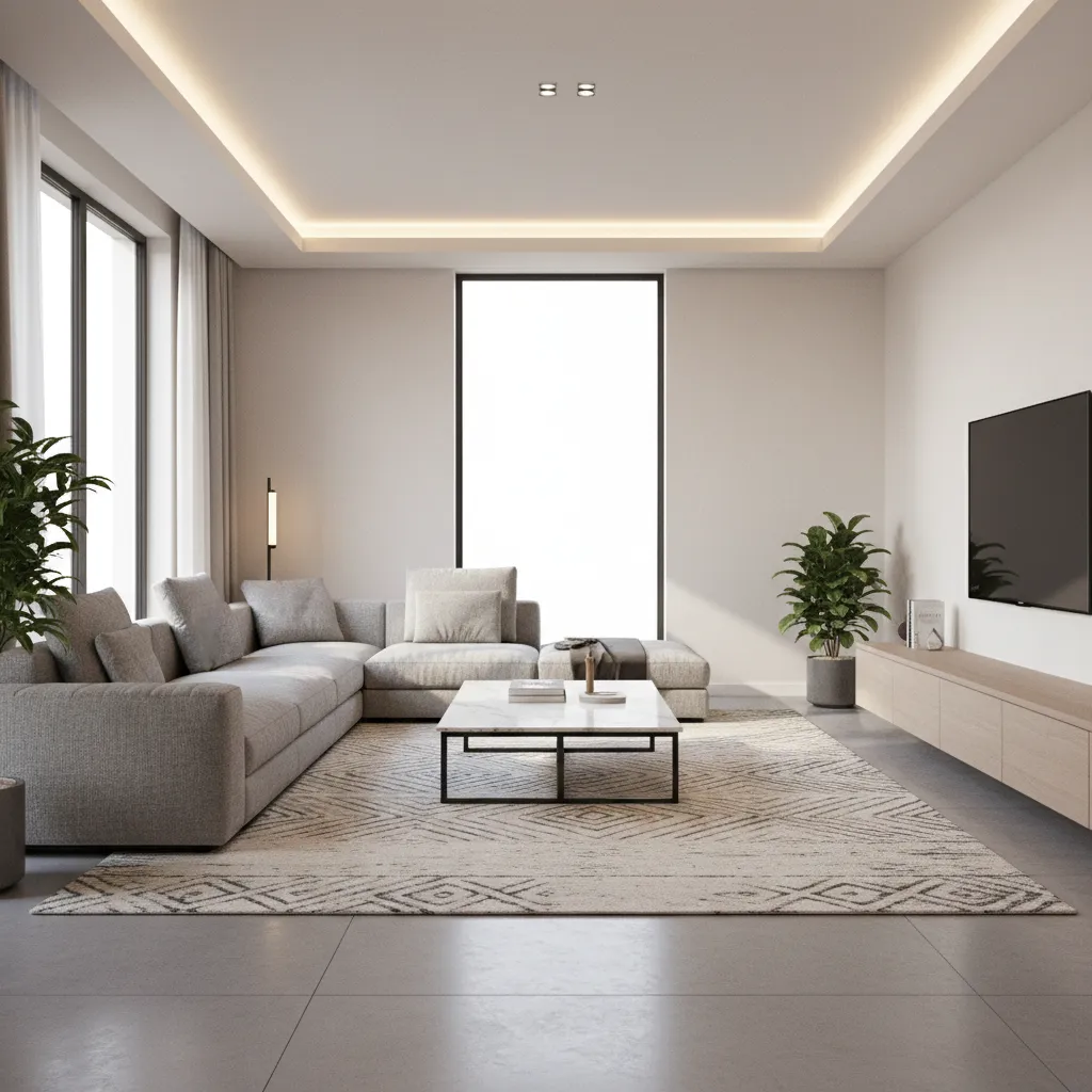 Visualización 3D de un salón basada en un plano de interiores