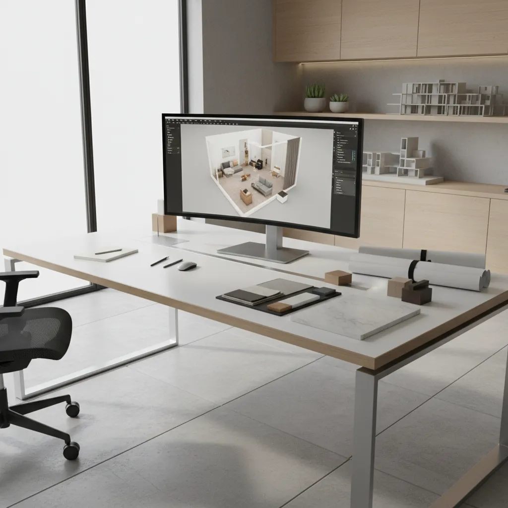 3D interior layout planning for contemporary home renovation