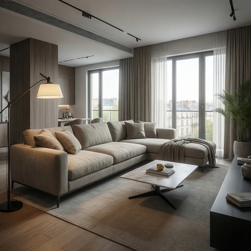 Visualización 3D de un salón antes de realizar la decoración real