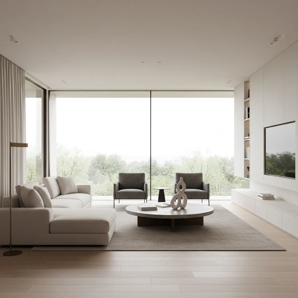 Render 3D realista de un salón antes de la ejecución del proyecto