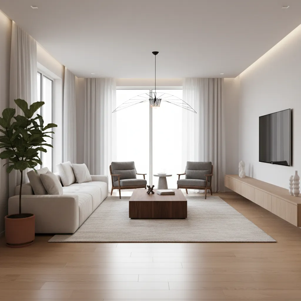 Render 3D realista de un proyecto de interiorismo residencial