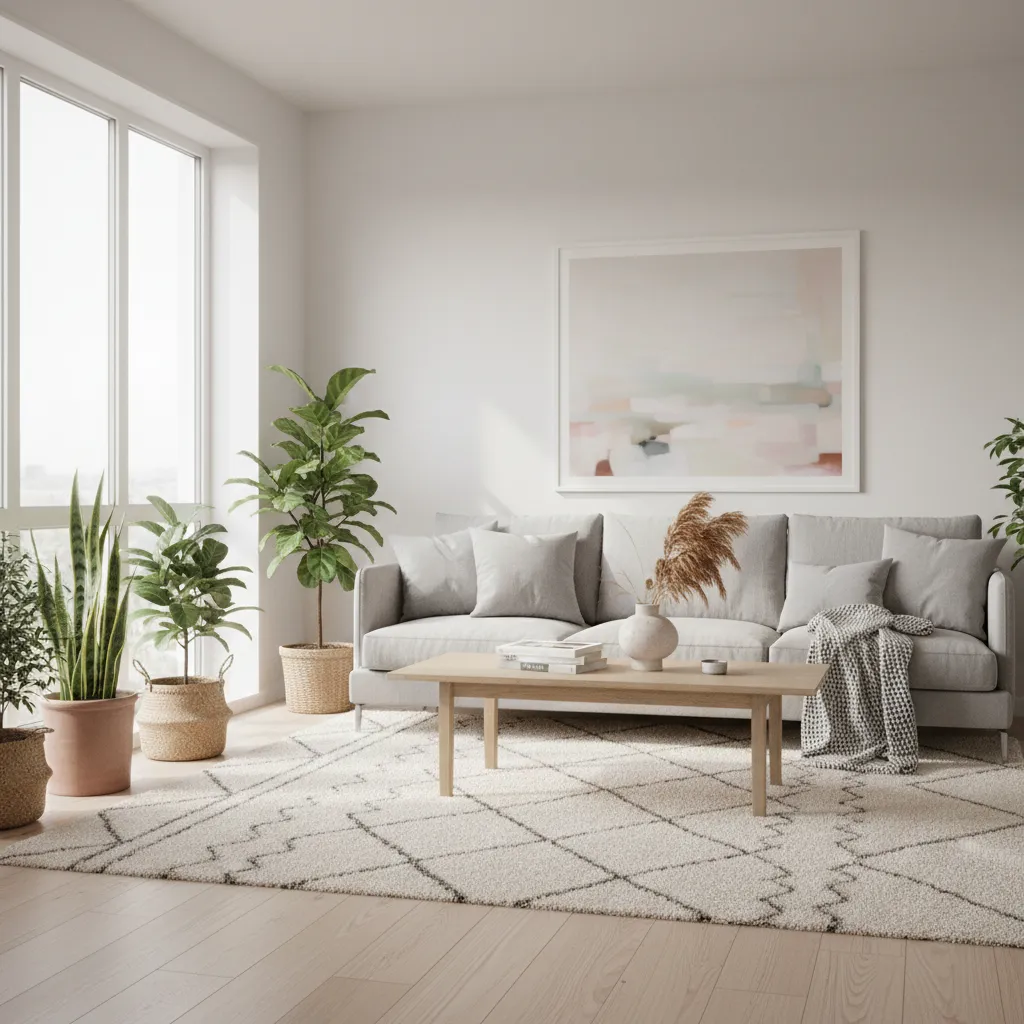 3D interior rendering workspace showing a realistic living room scene visualization