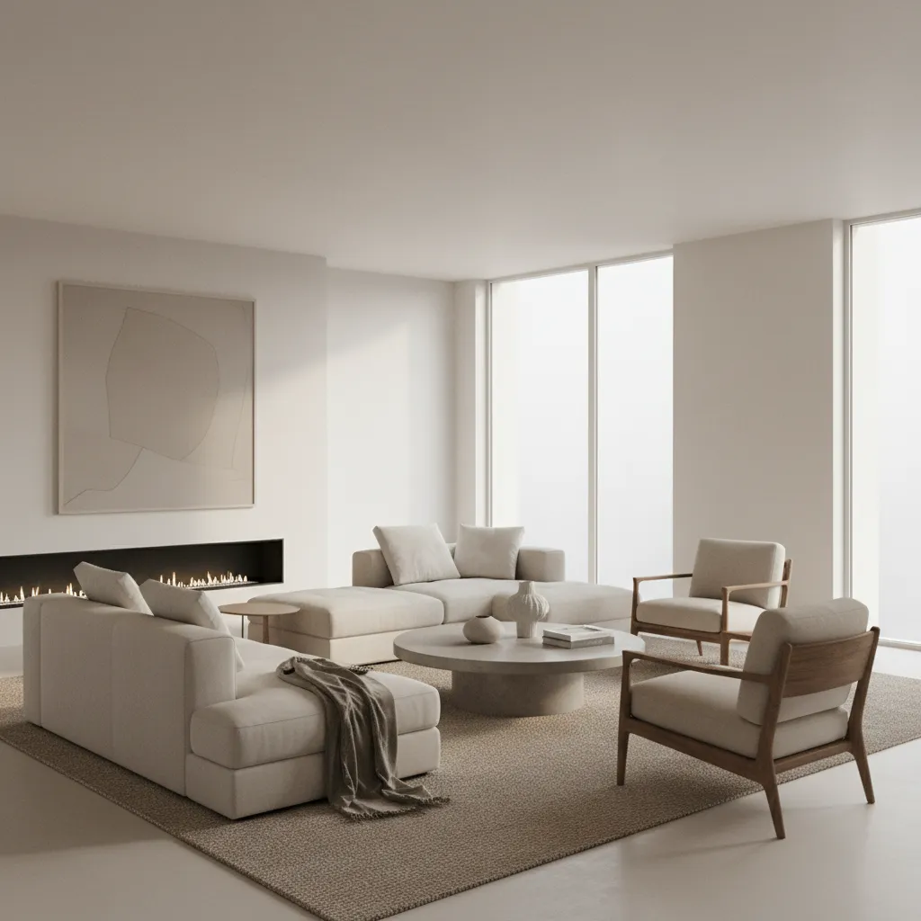 Realistic 3D rendered living room interior used for design practice