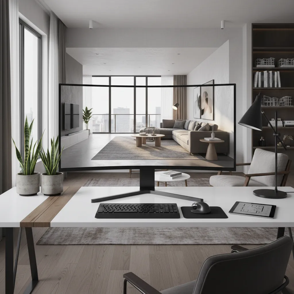 Visualización 3D de diseño interior de apartamento