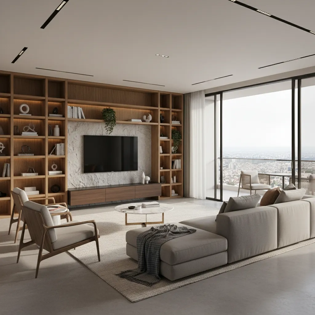 Visualización 3D de un interior con muebles planificados