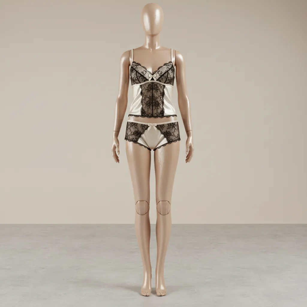 Modelo 3D mostrando un conjunto de lencería diseñado digitalmente