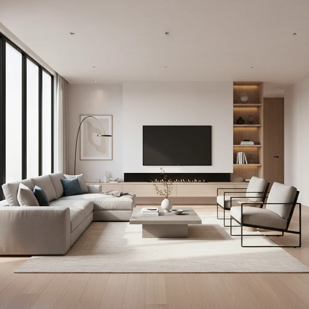 3D visualization of a living room created with furniture planning software