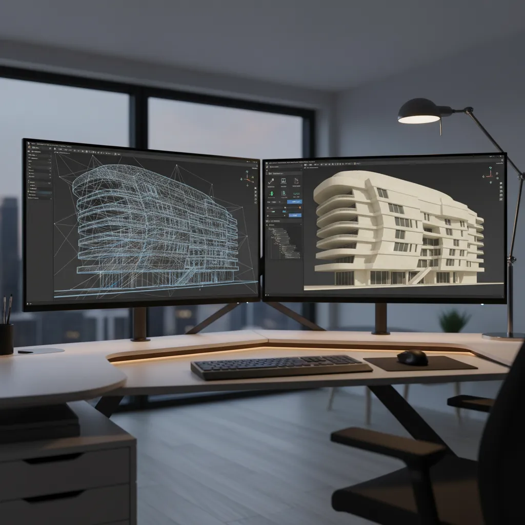 3D modeling software displaying mesh structure during file format conversion