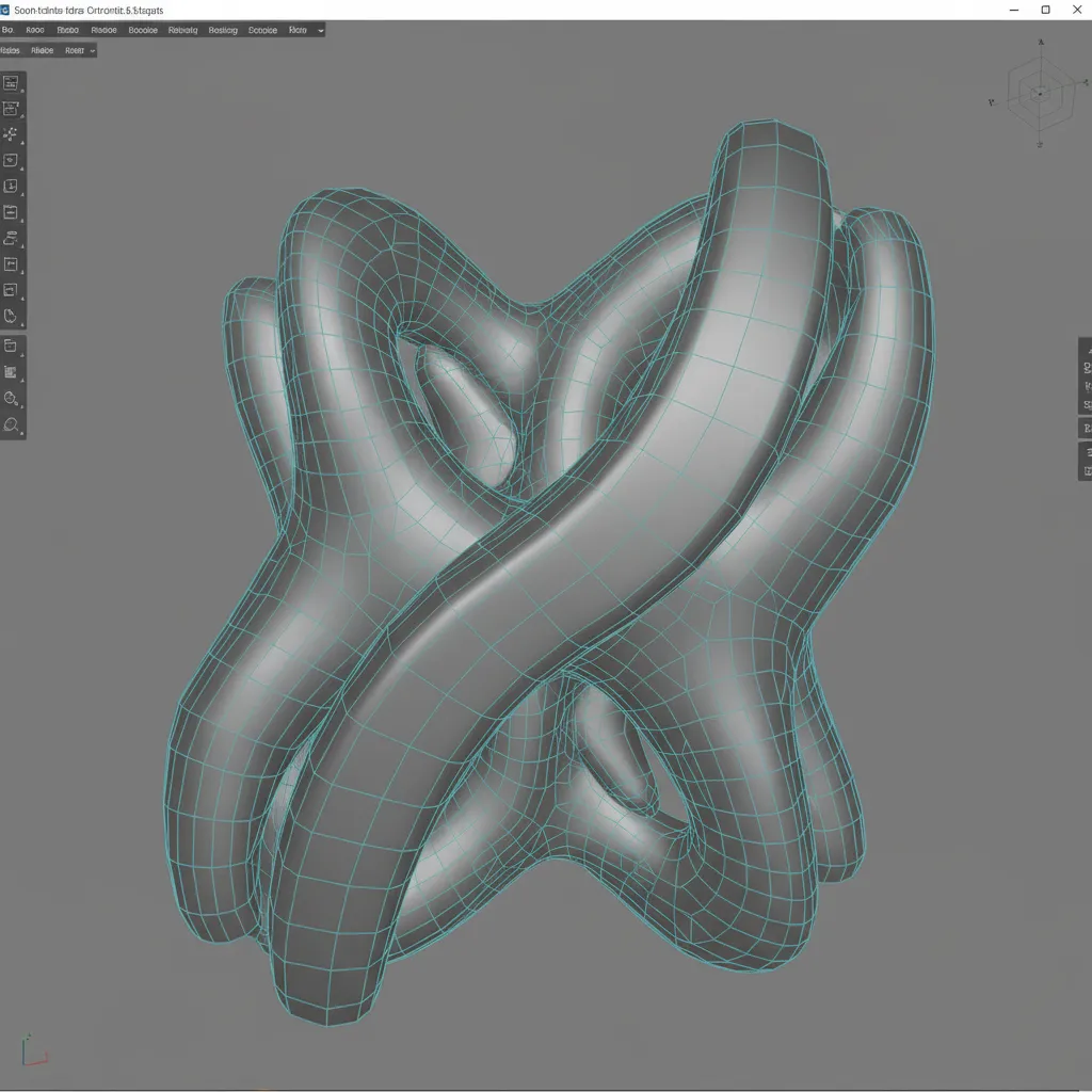 3D model with highlighted cut lines showing planned segmentation areas