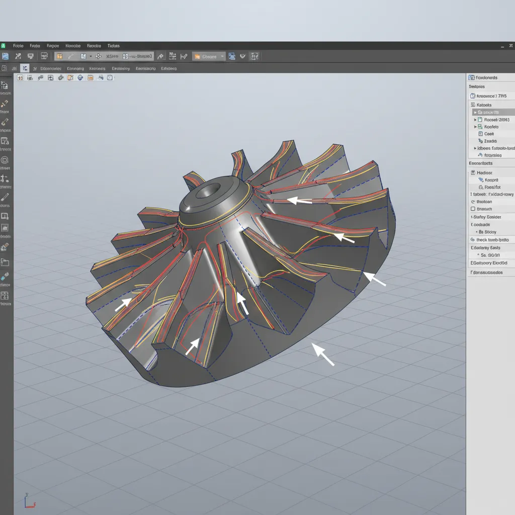 3D model showing correct and incorrect cut locations relative to stress paths