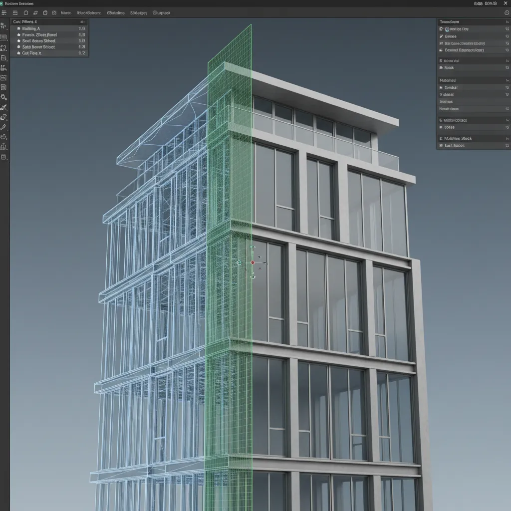 3D modeling software previewing a cut plane through a mesh model