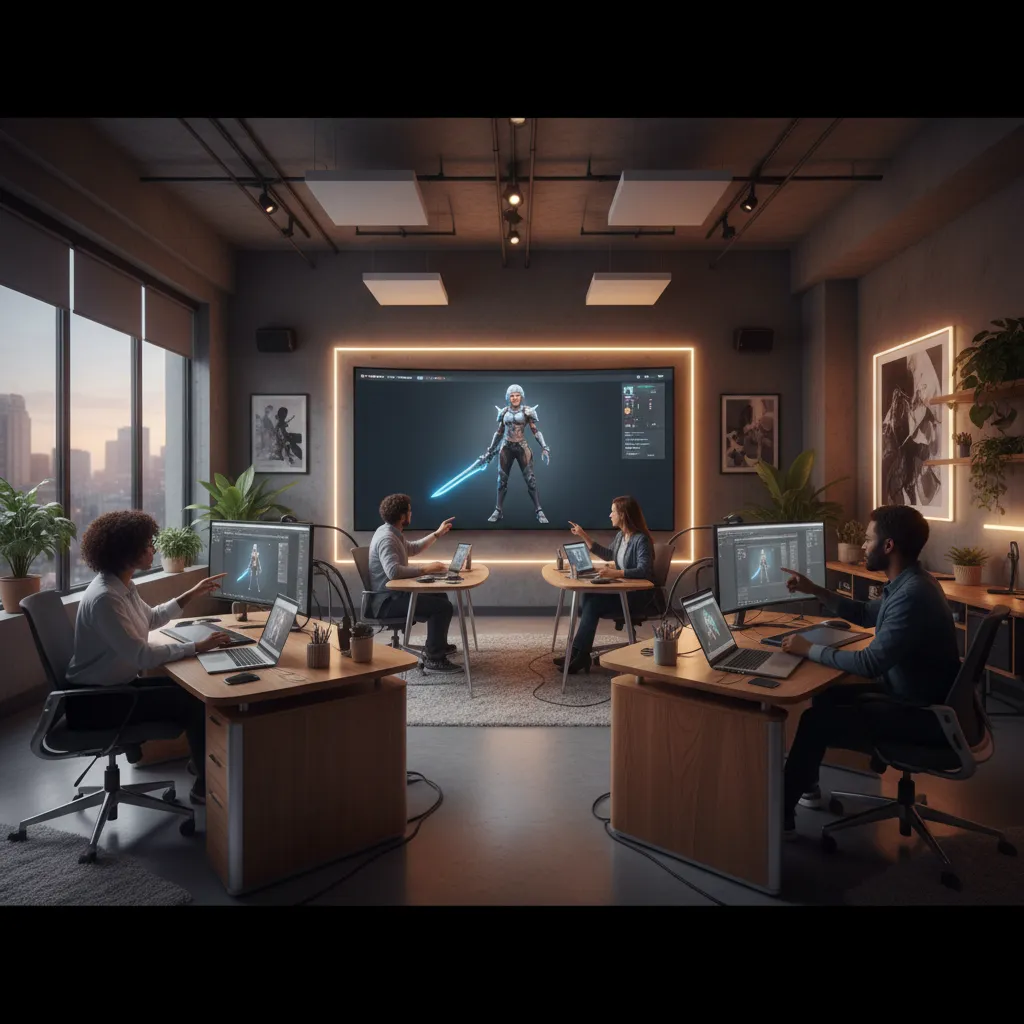 3D artists reviewing and giving feedback on a digital model