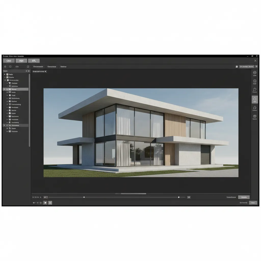Visualization showing different 3D model formats like OBJ FBX and STL