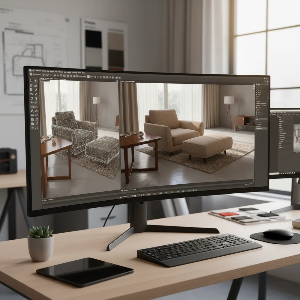 examples of different 3D model formats displayed in design software viewport