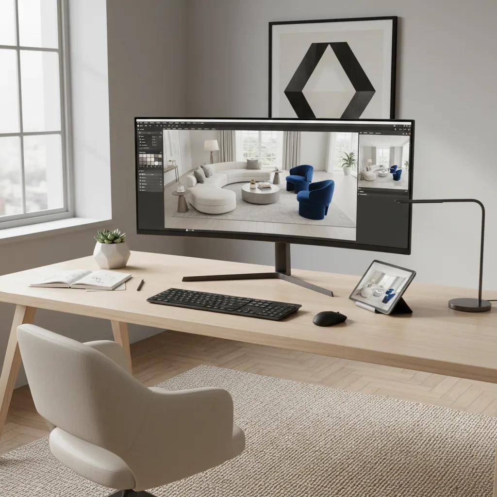 designer importing 3D furniture models into interior layout software