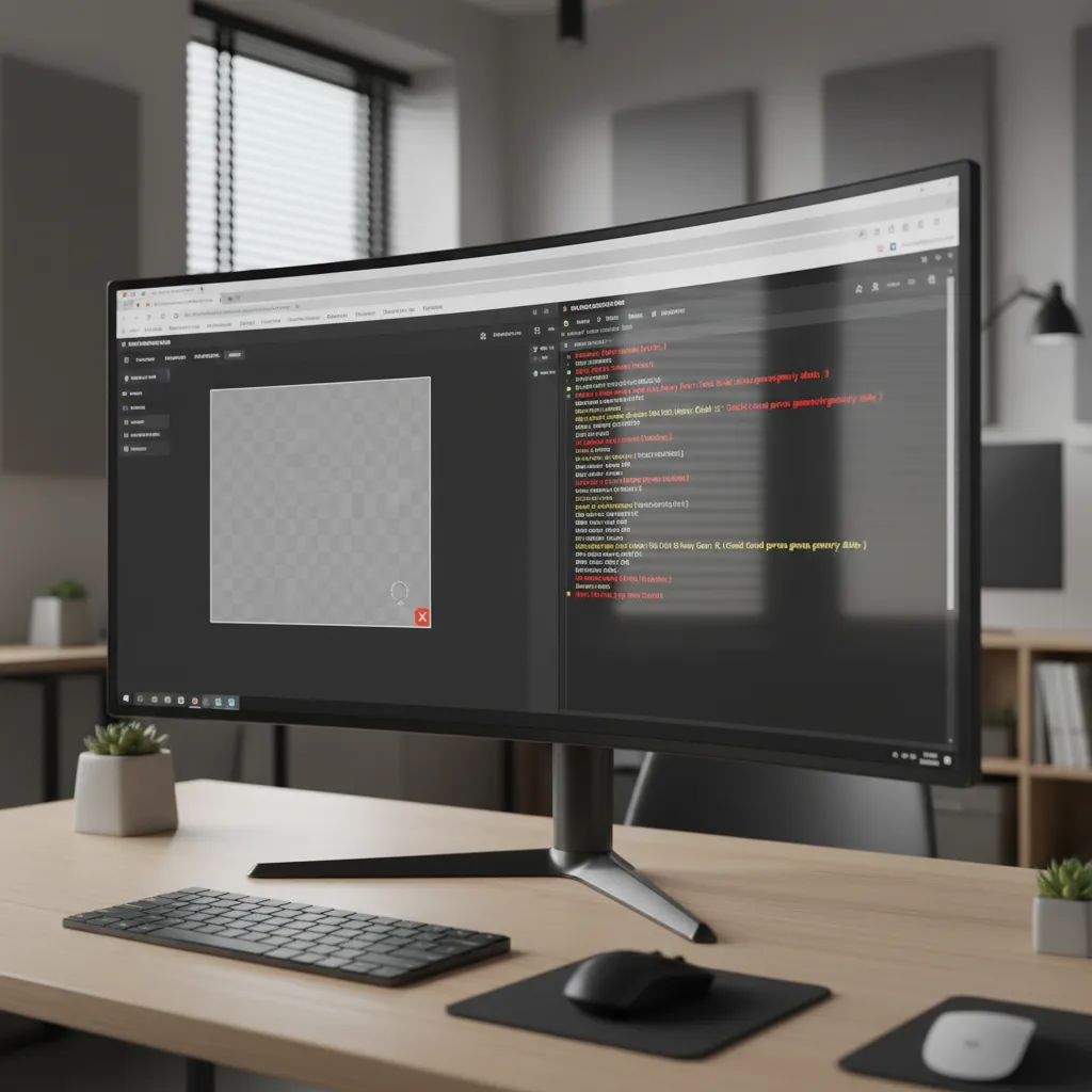 Browser window showing missing 3D model error in developer console