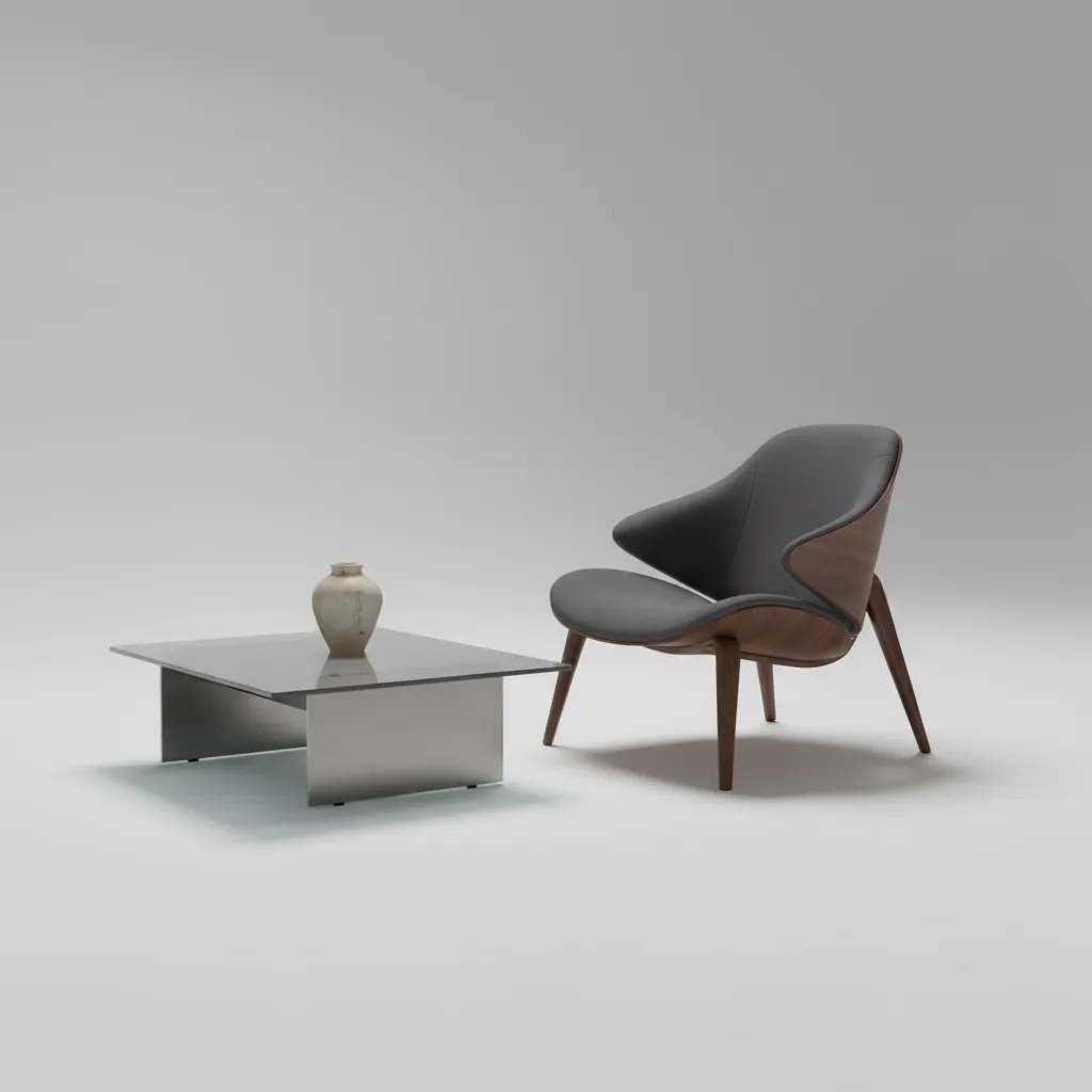 high quality preview render of a 3D furniture model in a minimal studio scene
