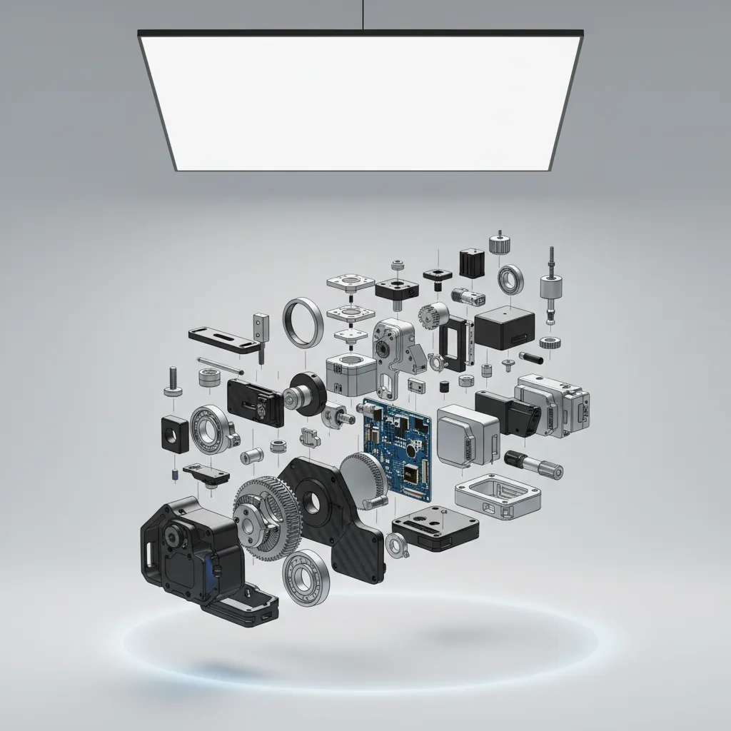 engineering product design 3D model with exploded mechanical components