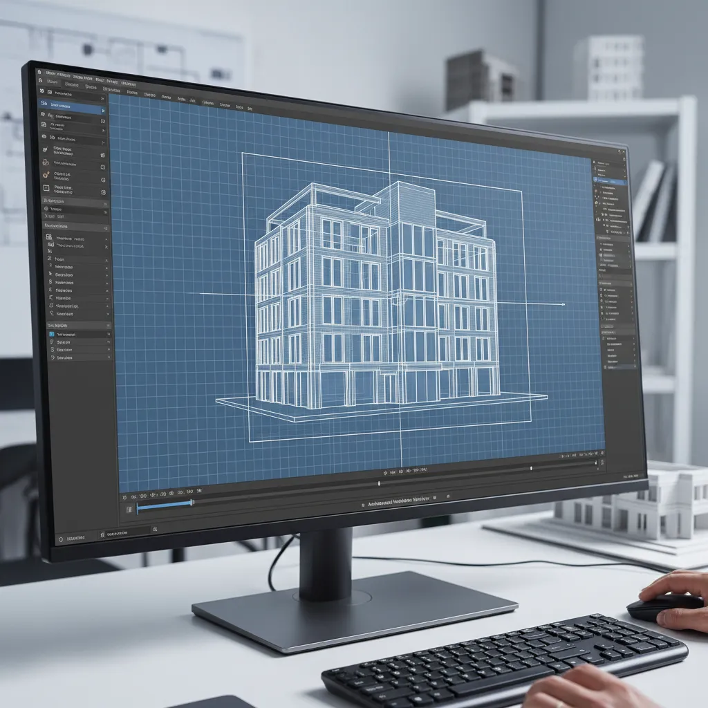 Overlay comparison of a 3D building model aligned with a floor plan drawing