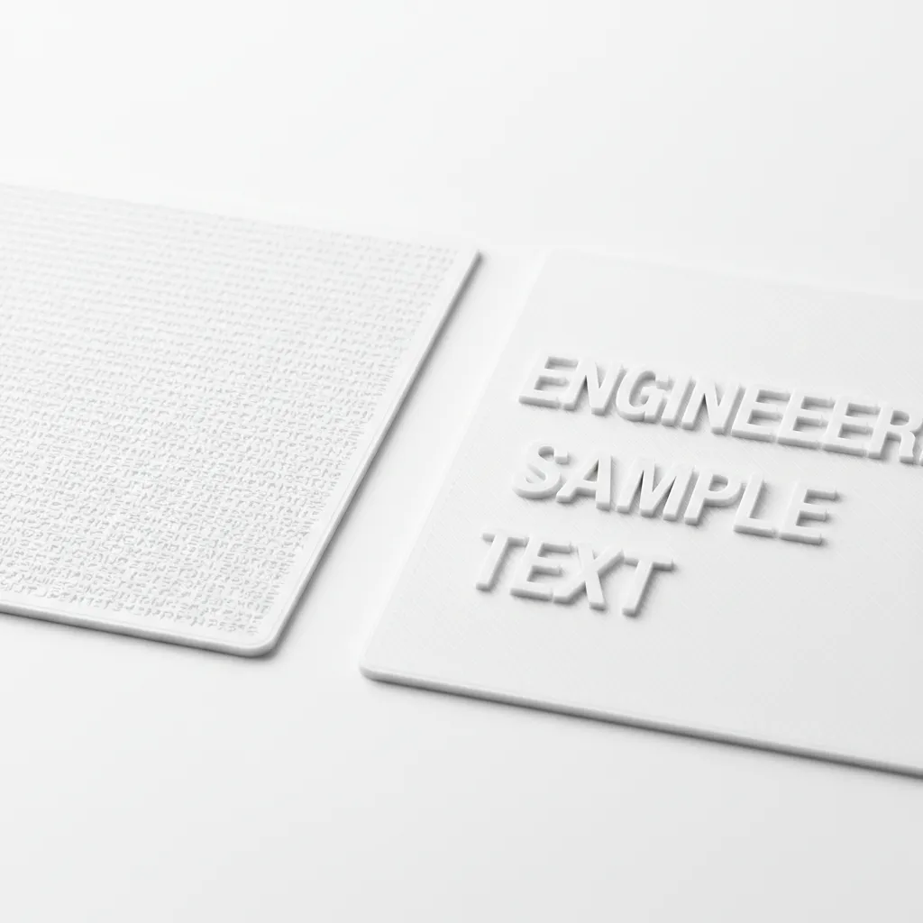 comparison of small and properly sized 3D printed text