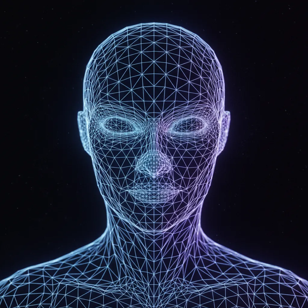 close up of 3D mesh topology showing vertices edges and faces