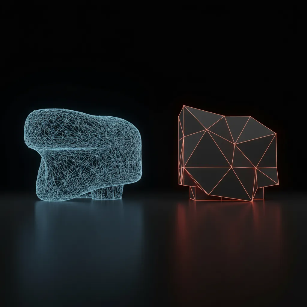Wireframe comparison showing vertex density differences between 3D models