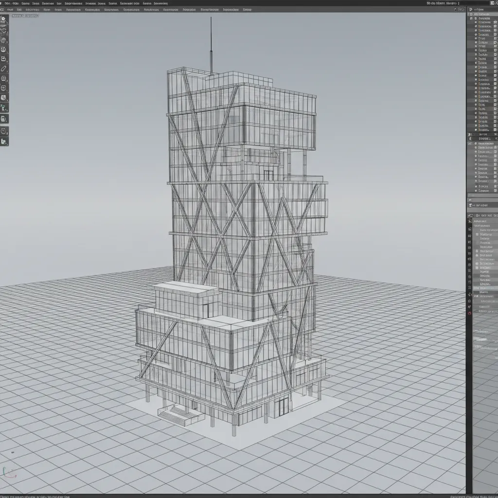 3D architectural model displayed in wireframe showing optimized polygon structure
