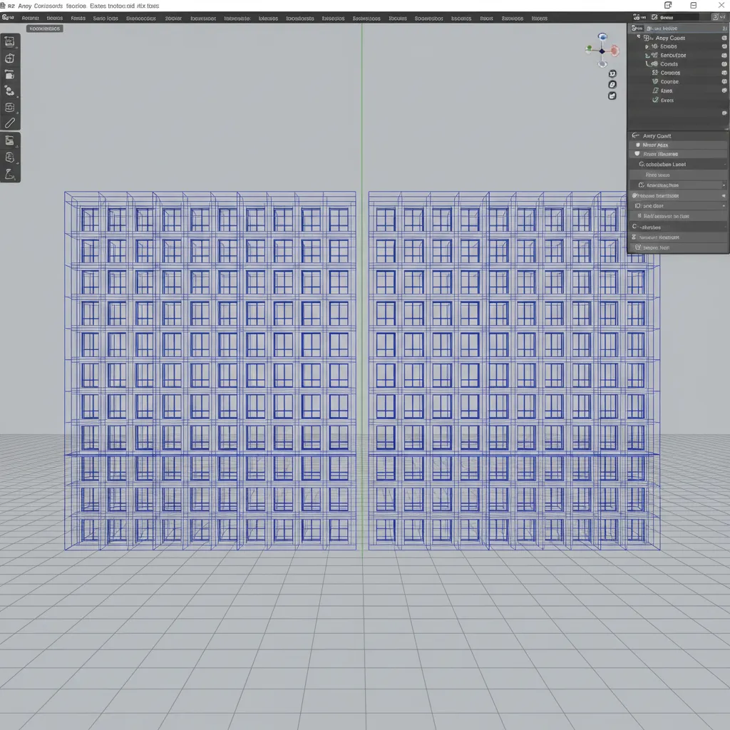 3D modeling example showing mirror and array modifiers creating repeating geometry