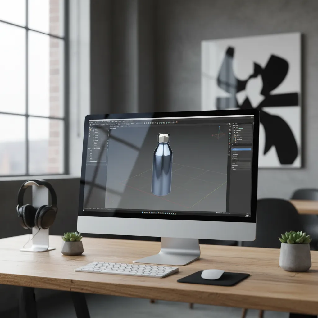 Computer screen showing 3D modeling software creating a printable object