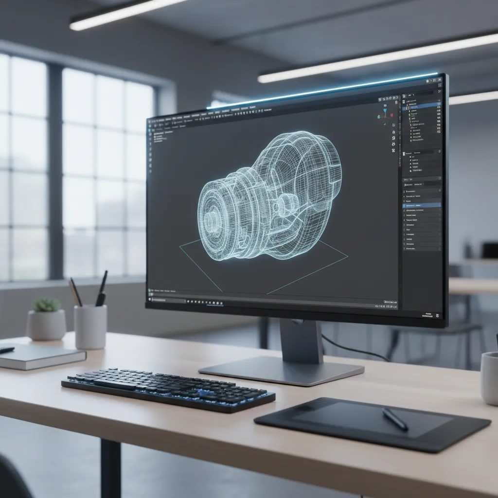 A desktop computer screen showing a detailed structure drawing of an object for design work