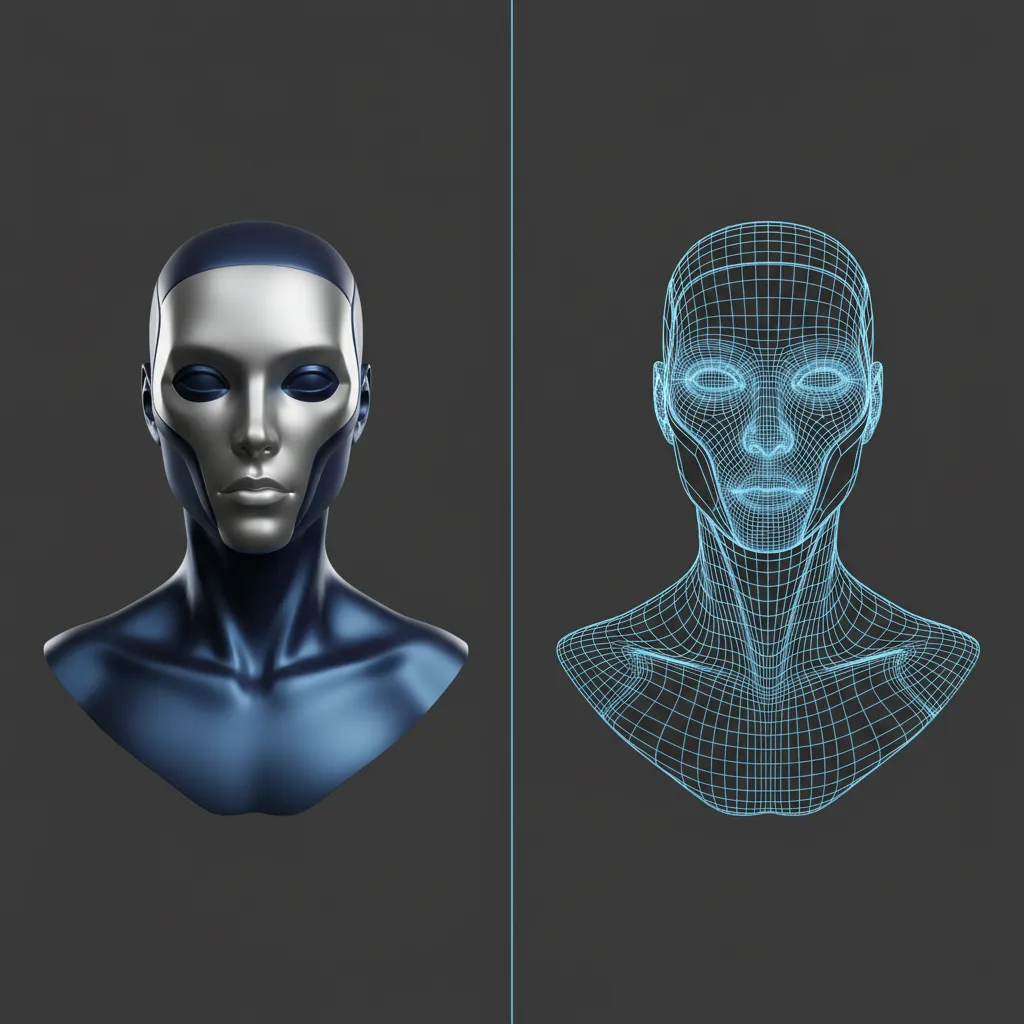 3D model wireframe topology breakdown showing geometry structure