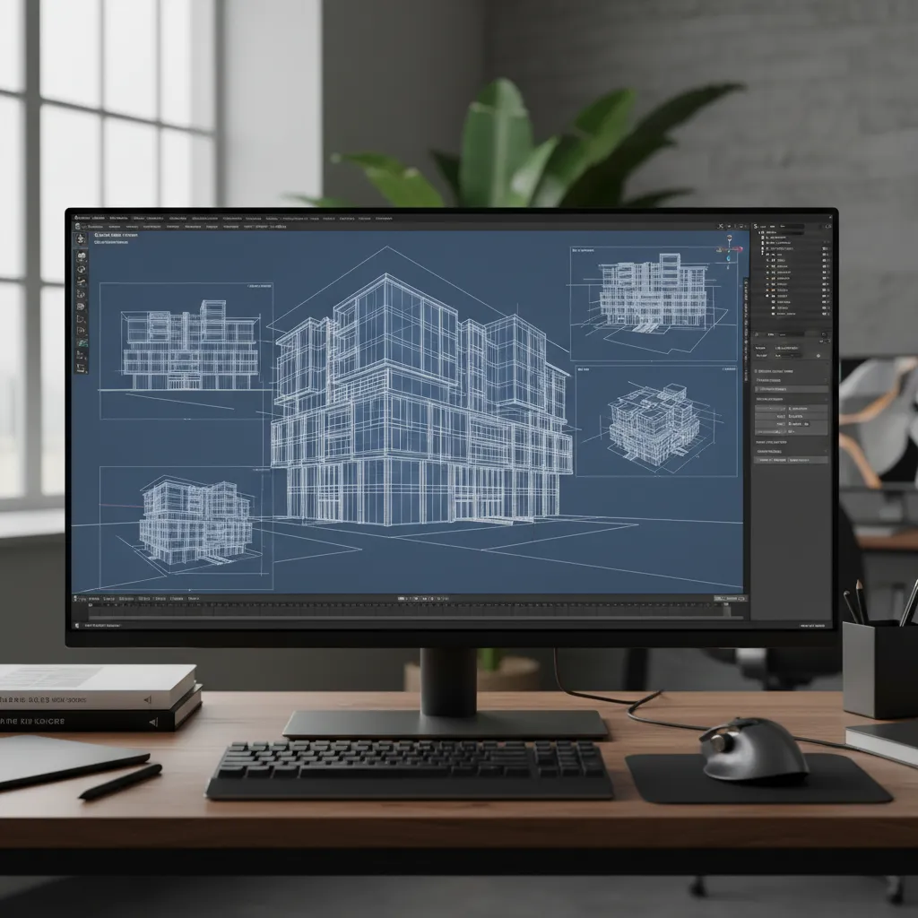 Blender viewport using reference images to guide 3D modeling