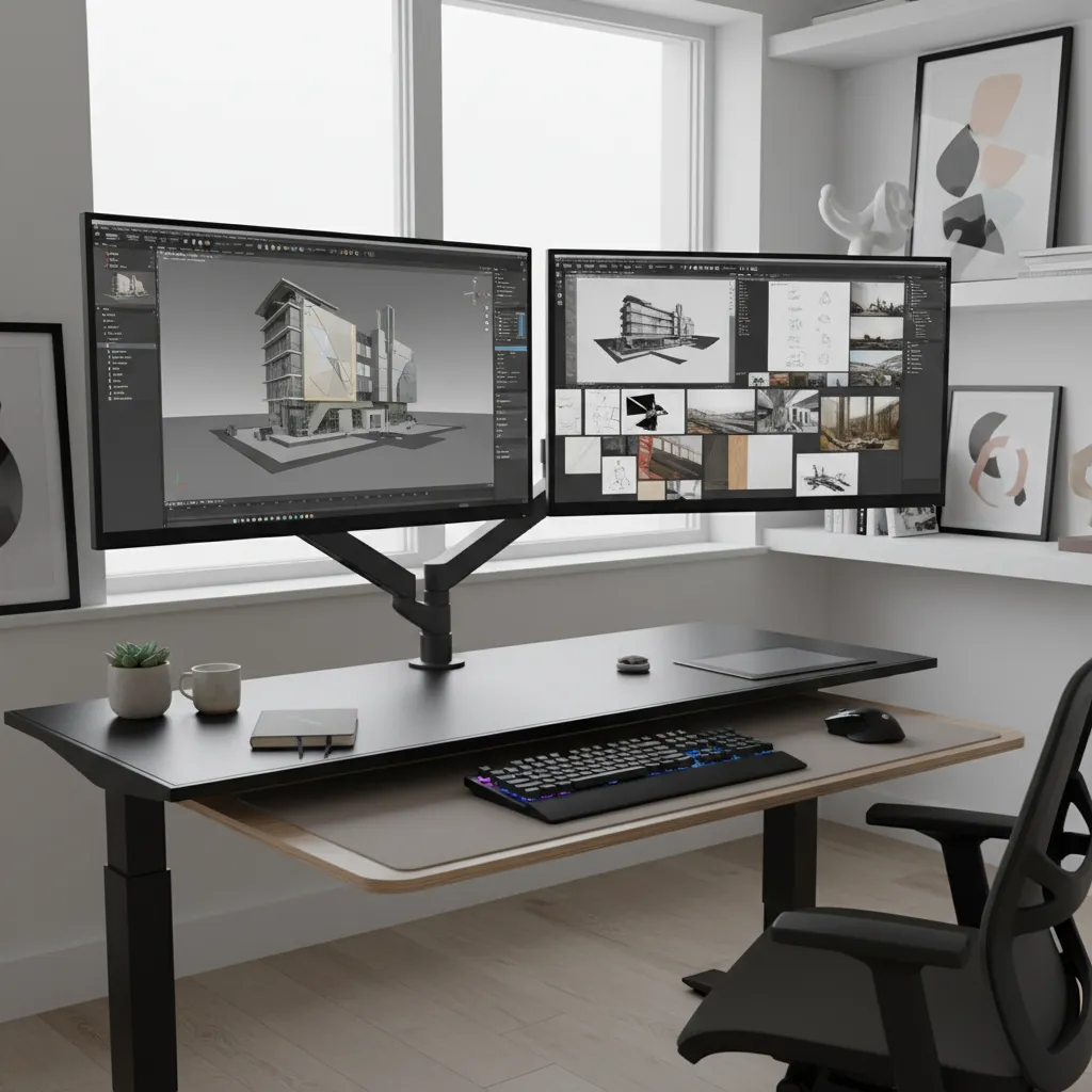 3d modeling workflow using reference board on second monitor