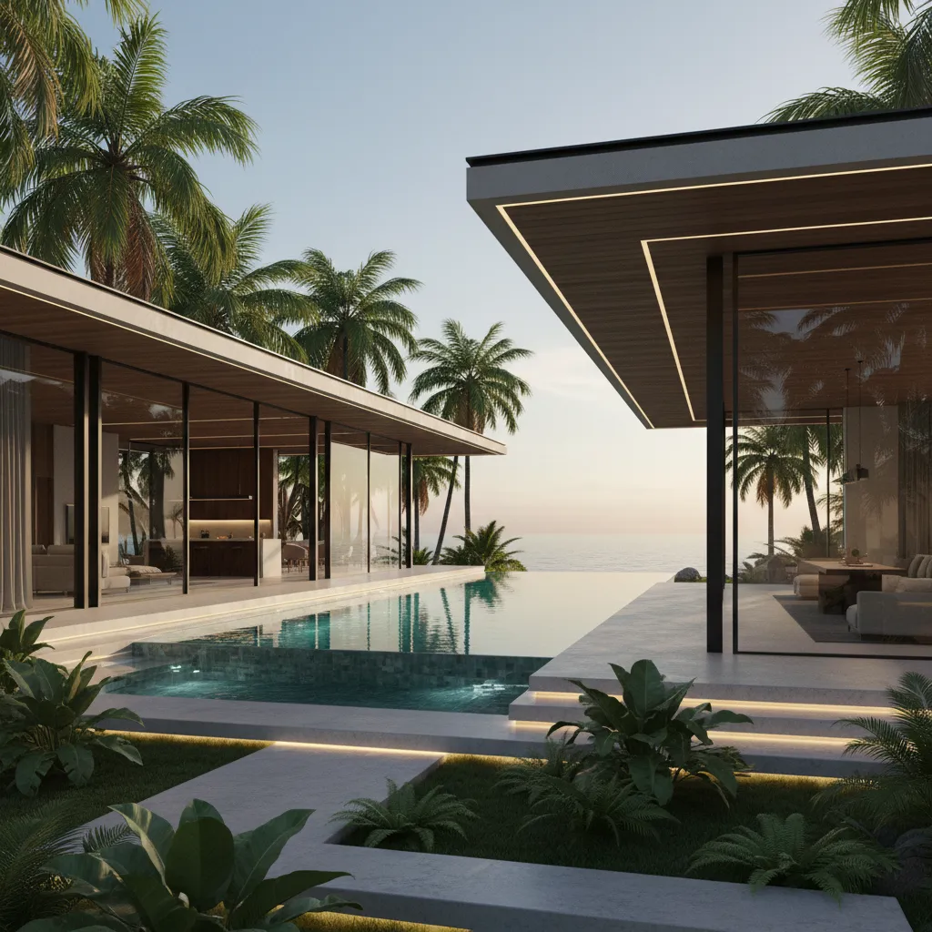 Render 3D de casa moderna antes de construcción