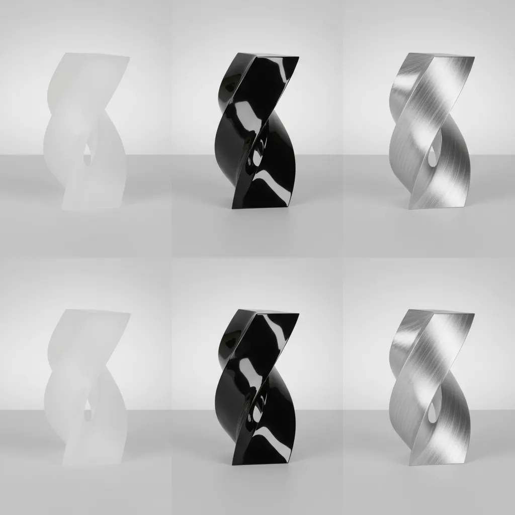 comparison of plastic material renders for 3D printed product