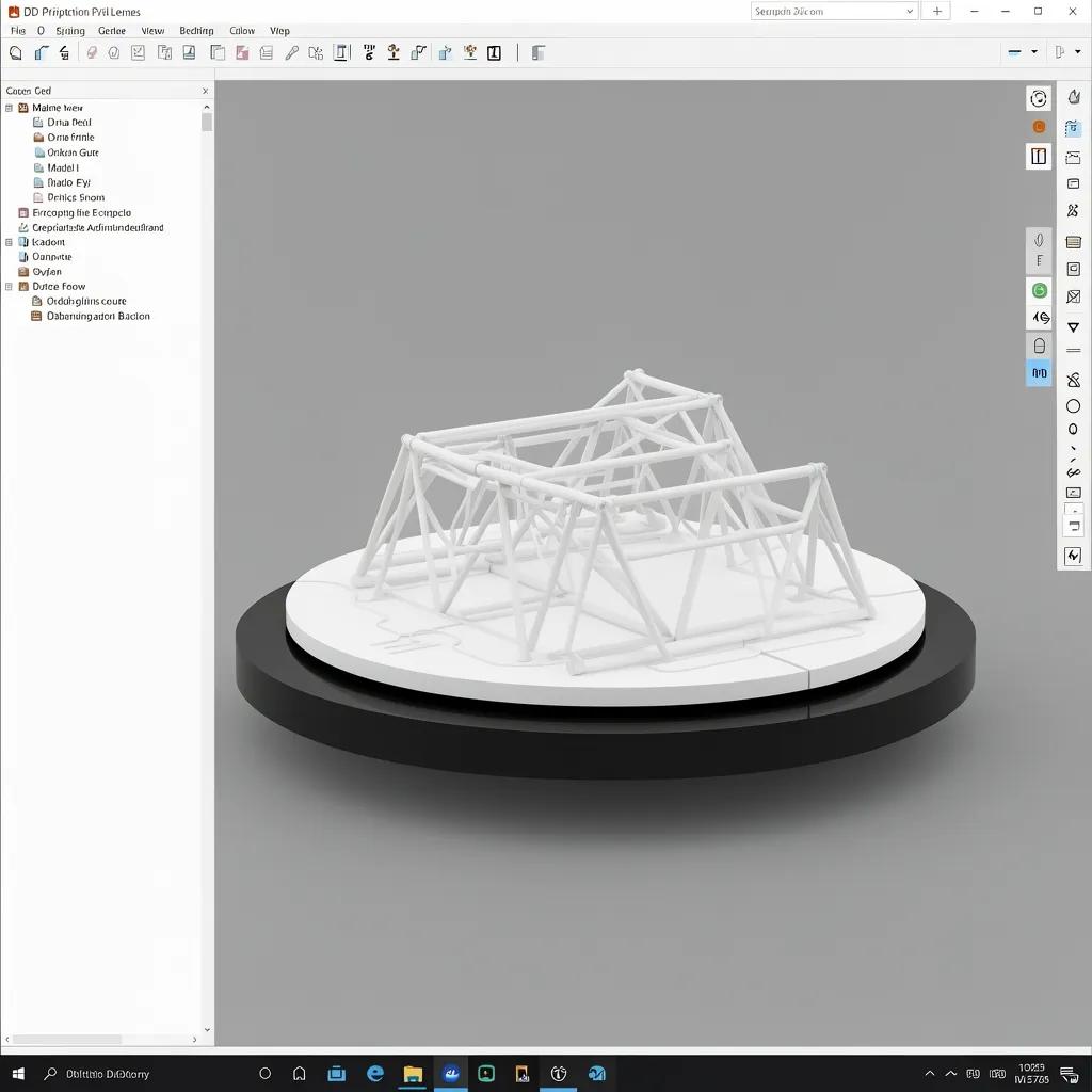 3D model oriented on build plate showing reduced supports for printing