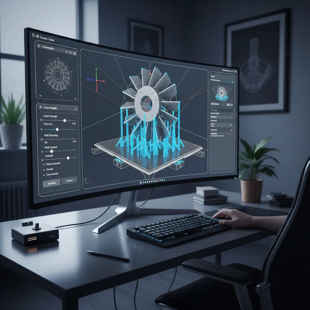 software preview showing orientation and support structures for 3D printing