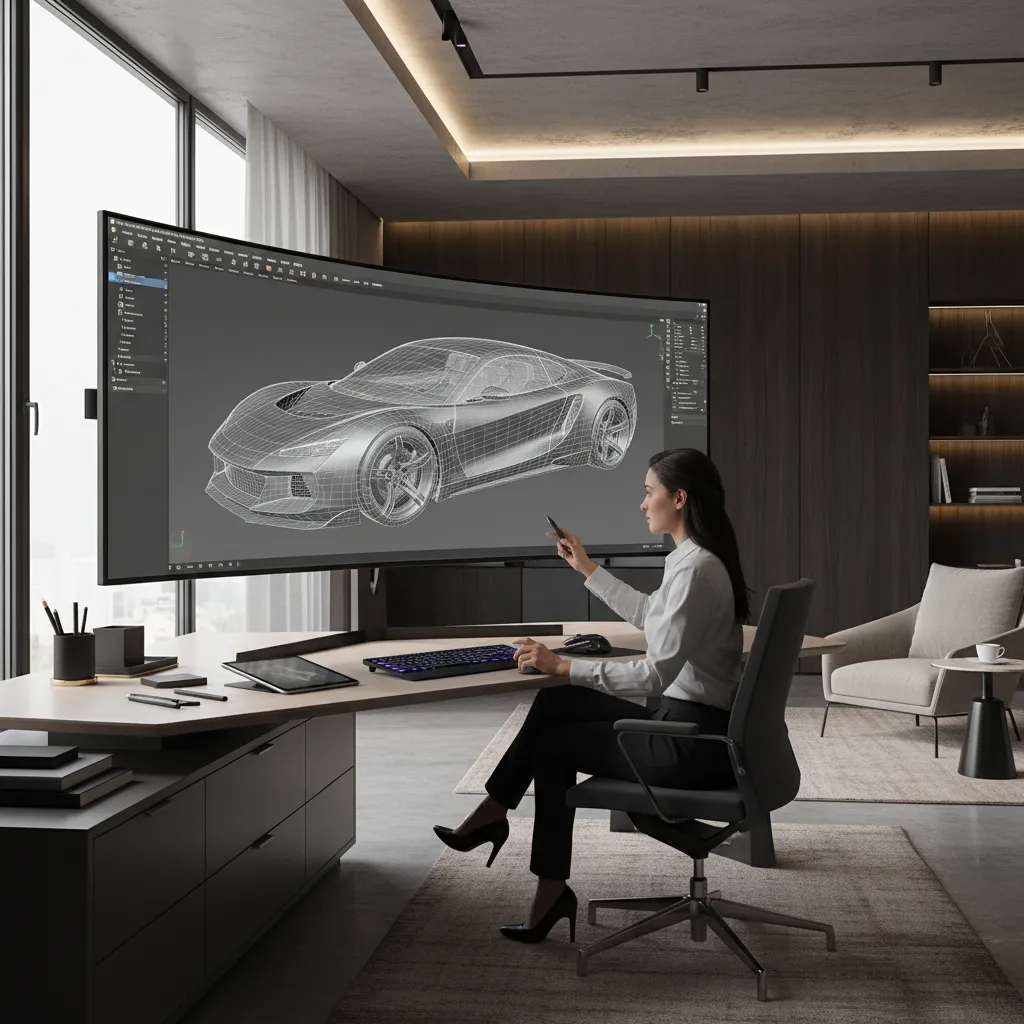 Designer preparing 3D model for printing on computer screen