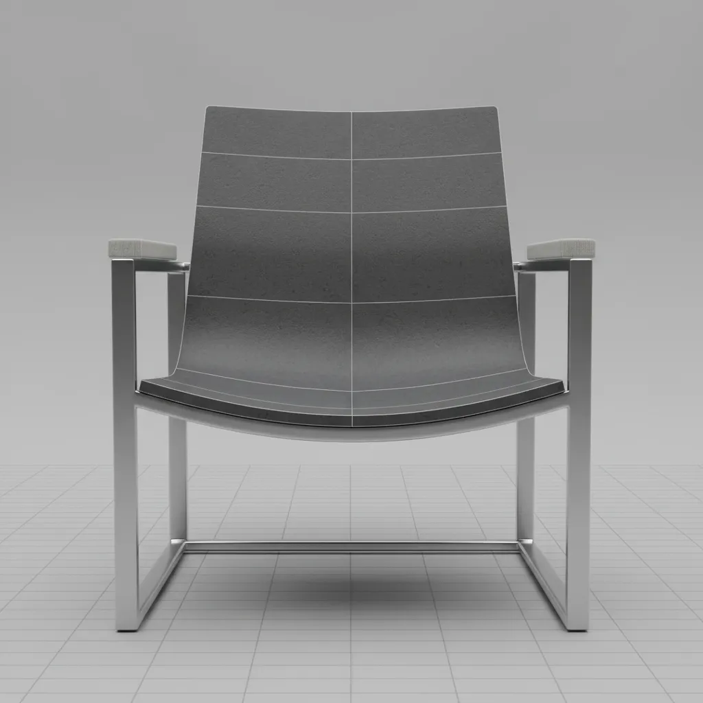 3D digital prototype of a modern chair created in modeling software