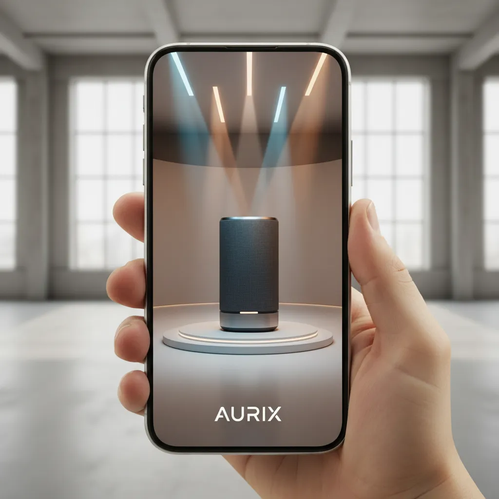Example of a 3D rendered product advertisement displayed on a mobile device